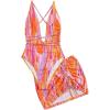 imageWomens Graphic Strappy Backless V Neck One Piece Swimsuit with Cover Up Beach Skirts Bathing Suit SetOrange