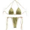 imageWomens Halter String Bikini Set Knot Side Triangle Wireless Bathing Suit Two Piece SwimsuitGreen