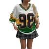 imageWomens Number Print Y2K Jersey Shirts V Neck Half Sleeve Colorblock Tees Casual Drop Shoulder TopsGreen