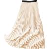 imageWomens Pleated A Line Midi Skirts Elastic Waist Flared Elegant Office Work Flowy SkirtApricot