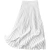 imageWomens Pleated A Line Midi Skirts Elastic Waist Flared Elegant Office Work Flowy SkirtWhite