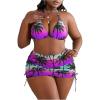 imageWomens Plus Size 4 Piece Swimsuits Tropical Ombre Bathing Suit Sexy Mesh Bikini Set with Cover Up Beach HeadbandPurple