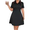 imageWomens Plus Size Football Jersey Dress Collared Golf Tennis Dress Button Front A Line Streetwear DressesBlack