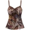 imageWomens Plus Size Graphic Ruffle Hem Camisole Tops Tie Front Spaghetti Strap Y2K Peplum TopMulticolor