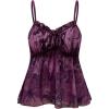 imageWomens Plus Size Graphic Ruffle Hem Camisole Tops Tie Front Spaghetti Strap Y2K Peplum TopPurple