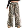 imageWomens Plus Size Striped Camo Print Pants High Waisted Wide Leg Bowknot Baggy Trousers StreetwearMulticolor