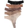 imageWomens Sheer Mesh Bowknot Thongs Heart Print Low Rise Panties Soft Underwear Sets Pack of 5Black Multicolor