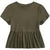 imageWomens Short Sleeve Ruffle Hem Peplum Tee Shirts Slim Fit Crewneck T Shirt TopsArmy Green