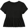 imageWomens Short Sleeve Ruffle Hem Peplum Tee Shirts Slim Fit Crewneck T Shirt TopsBlack