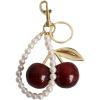 imageWomens Sparkly Cherry Beaded Keychain Y2K Bag Charm with Key Ring and Clip Purse AccessoriesRed