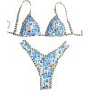 imageWomens Tropical Graphic High Cut Bikini Sets Spaghetti Strap Triangle Wireless Bathing Suit SwimsuitMulticolor