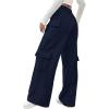 imageWomens Wide Leg Sweatpants Drawstring Waist Baggy Cargo Pants Casual Trousers with PocketsDeep Blue