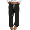 imageWomens Wide Leg Sweatpants Low Drawstring Waist Workout Track Pants Baggy TrousersArmy Green