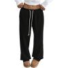 imageWomens Wide Leg Sweatpants Low Drawstring Waist Workout Track Pants Baggy TrousersBlack