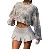 imageWomens Y2k Camo Print Crop Crewneck Sweatshirt Long Sleeve Drop Shoulder Vintage Pullover TopsMulticolor