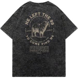 imageMens Graphic Letter Print Vintage Tees Baggy Drop Shoulder Crew Neck Short Sleeve Streetwear T ShirtsBlack Graphic
