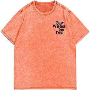 imageMens Graphic Letter Print Vintage Tees Baggy Drop Shoulder Crew Neck Short Sleeve Streetwear T ShirtsLetter Orange