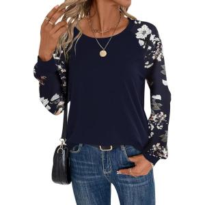 imageWomens Camo Print Long Sleeve Tee Tops Casual Crewneck Tees Shirts Casual Fall T ShirtDeep Blue