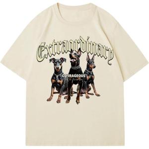 imageWomens Floral Letter Print T Shirt Crew Neck Short Sleeve Drop Shoulder Loose Tee TopsAnimal Beige