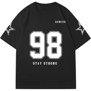 imageWomens Floral Letter Print T Shirt Crew Neck Short Sleeve Drop Shoulder Loose Tee TopsBlack Number