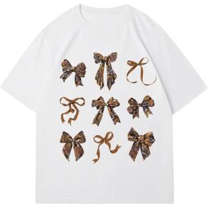 imageWomens Floral Letter Print T Shirt Crew Neck Short Sleeve Drop Shoulder Loose Tee TopsWhite