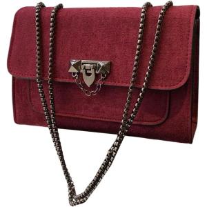 imageWomens Leopard Print Chain Shoulder Bag Metal Buckle Handbags Leather Clutch PurseRed