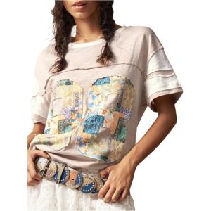 imageWomens Patchwork Number Graphic Tees Short Sleeve Crew Neck Loose Cute T ShirtsMulticolor