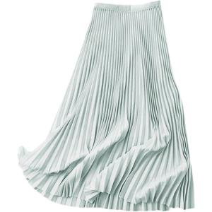 imageWomens Pleated A Line Midi Skirts Elastic Waist Flared Elegant Office Work Flowy SkirtMint Green
