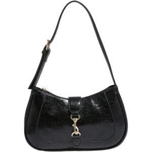 imageWomens Retro Vintage Zipper Shoulder Bag Adjustable Strap Elegant Underarm Purse Hobo HandbagsBlack