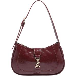 imageWomens Retro Vintage Zipper Shoulder Bag Adjustable Strap Elegant Underarm Purse Hobo HandbagsBurgundy