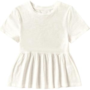 imageWomens Short Sleeve Ruffle Hem Peplum Tee Shirts Slim Fit Crewneck T Shirt TopsWhite