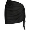 imageWomens Ruched Knot Mesh Beach Skirts Wrap Bathing Suit Cover Up Swim SarongBlack