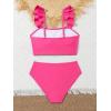 imageGirls 2 Piece Smocked Bikini Sets Summer Preppy Cute Swimsuits Ruffle Straps Bathing SuitHot Pink