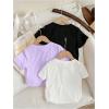 imageGirls 3 Packs Star Butterfly Graphic Tees Crew Neck Short Sleeve T Shirt Casual TopsBlack Multicolor