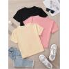imageGirls 3 Packs Star Butterfly Graphic Tees Crew Neck Short Sleeve T Shirt Casual TopsCherry Multicolor