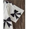 imageGirls Cute Bow Short Sleeve T Shirt V Neck Drop Shoulder Summer Tee TopsWhite