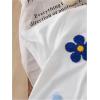 imageGirls Flowers Graphic Short Sleeve TShirt Cute Sweet Crew Neck Tee TopsWhite