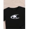 imageGirls Graphic Print Short Sleeve TShirt Soft Crew Neck Tee Tops Pack of 3Black and White