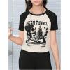 imageGirls Graphic Short Sleeve TShirt Letter Print Crew Neck Summer Tee StreetwearApricot