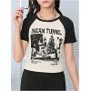 imageGirls Graphic Short Sleeve TShirt Letter Print Crew Neck Summer Tee StreetwearApricot