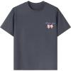 imageGirls Letter Bow Print T Shirt Short Sleeve Crew Neck Casual Graphic Tee TopsDark Grey