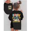 imageGirls Letter Graphic Print Cute Tops Short Sleeve Crew Neck Summer T Shirts Trendy Clothes for GirlsBlack Letter