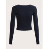 imageGirls Number Print Jersey Tee Shirts Crewneck Raglan Long Sleeve Slim Fit Crop TopsBlue