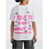 imageGirls Skull Graphic Tees Short Sleeve Crew Neck Vintage T Shirt Casual Y2K StreetwearWhite
