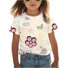 imageGirls Graphic Print Short Sleeve TShirt Crew Neck Tee Tops Outgoing WearWhite