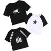 imageGirls Graphic Print Short Sleeve TShirt Soft Crew Neck Tee Tops Pack of 3Black and White