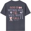 imageGirls Letter Bow Print T Shirt Short Sleeve Crew Neck Casual Graphic Tee TopsDark Grey