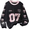 imageGirls Long Sleeve Graphic Tees Shirt Y2K Bowknot Print Crew Neck Jersey TopsBlack