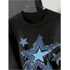 imageBoys Casual Tropical Star Letter Print T Shirt Short Sleeve Crew Neck Drop Shoulder Tee TopsBlack