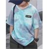 imageBoys Tie Dye Shirts Tropical Graphic Tees Short Sleeve Crewneck Tee Tops Casual T ShirtBlue and Purple